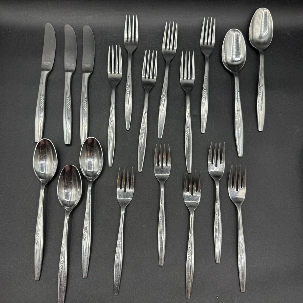 Vintage Prudential Flatware Set Silverware Japan Wheat Pattern MCM 22 Piece Set
